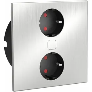 hpf Einbausteckdose mit USB C +A ø 118mm Duplex-R - Steckdose mit elektrischer Abdeckung per Knopfdruck, Edelstahl/Kunststoff 230V