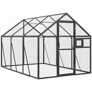 Festnight Vogelkäfig Groß Alu Voliere Bausatz Papageienkäfig 1,79x3x1,85 m Aluminium Vogelvoliere XXL Abschließbare
