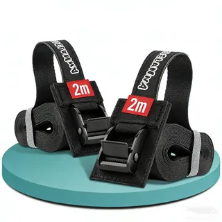 2m Spanngurte mit Polsterung 2 Stück | Breite 25 mm | Klemmschloss | 300Kg/600Kg Belastbarkeit Spanngurt Zurrgurt für Fahrrad, Motorrad, Dachbox, Kajak