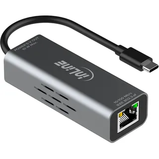InLine InLine® USB-C zu RJ45 PoE-Adapter, mit Überspannungsschutz - Grau