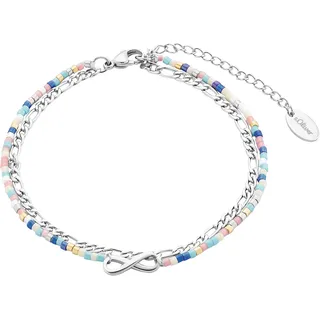 s.Oliver Fußkette Edelstahl Damen Sommerschmuck, mit Glas, 22+5 cm, Silber, Infinity, Kommt in Schmuck Geschenk Box, 2034576