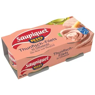 Saupiquet Rio Mare Thunfisch-Filets in Olivenöl, Feinstes Olivenöl, Echter italienischer Geschmack, 2x80g