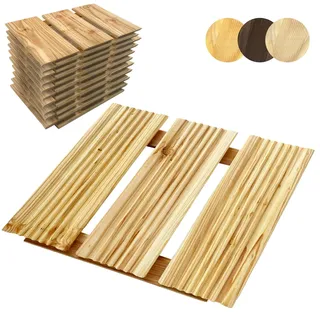Floranica Holzterrassenplatten 1m2 (11 Stück 30x30 cm) Imprägniertes Lärchenholz Natur Boden für die Sauna Terrasse oder dem Balkon Holzfliese im Garten Gefräste Oberfläche Balkonfliesen