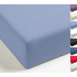 Mistral Home Spannbettlaken Perkal 90 x 200 - 100 x 200 cm Soft Blue