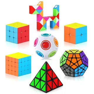 Vdealen Zauberwürfel Set, Speed Cube von 2x2 3x3 4x4 Pyramide Megaminx Magic Snake Zauberwürfel Original, Magic Cube Würfel Puzzle, Geschenk für Kinder Teenager Erwachsene(7er Pack)