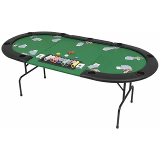 vidaXL 9-Spieler Poker Falttisch 3-fach Faltbar Oval Grün