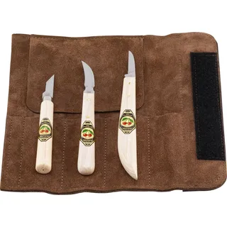 Kirschen Schnitzmessersatz in Velourleder-Rolltasche,