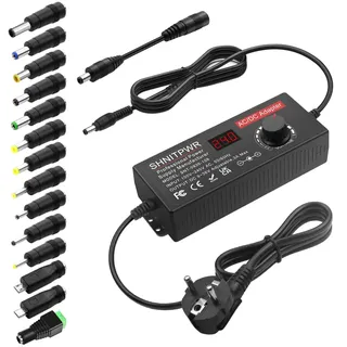 SHNITPWR Universal-Netzteil 9V ~ 36V 3A 108W Verstellbar DC 9V 12V 14V 19V 24V 30V 36V AC DC Adapter 5,5 x 2,5 mm Mehrfachspannung mit 14 Spitzen für CCTV-Kamera-Lautsprecher