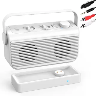 ANSTEN Sprachverstärker für Fernseher, 30m Reichweite, Fernseher Lautsprecher Tragbar mit SOS Schalter, TV Lautsprecher für Senioren und Hörgeschädigte, Keine Audioverzögerung, Plug and Play