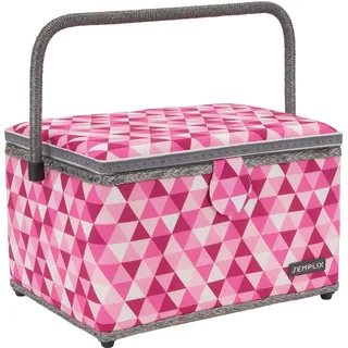 SEMPLIX Nähkorb Diamond Nähkästchen mit Magnetverschluss, Tragegriff (30,5x22,5x19cm) (Beere/Rosa)