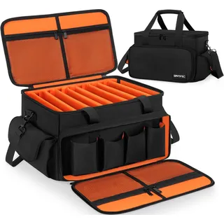 FREEAMG DJ Tasche, 1680D Nylon DJ Gigbag mit Abnehmbaren Trennwänden und Boden, DJ Kabel Organizer Tasche für Professionelle DJ Ausrüstung, Musikinstrumente und Zubehör, Orange (Groß)
