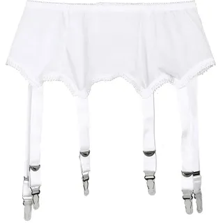 Frecoccialo Women's Suspender Stockings Transparente sexy Spitze 6 Strap Garter Suspender Belt for Stockings, 1-weiß, M - M
