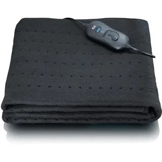 Melissa 16760050 Elektrische Heizdecke - Waschbar, 3 Temperaturstufen mit LED-Anzeige, Überhitzungsschutz, Automatische Abschaltung, 80x150 cm, Schwarz