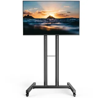 FORGING MOUNT TV Ständer Rollen Fernsehständer für 23-55 Zoll Plasma/LCD/LED, 4 Hoehenverstellbar, mit Rollen Max. VESA 400x400, maximale Tragkraft 40 kg Schwarz