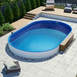 POOL Total Stahlwand-Pool oval 450 x 250 x 120 cm blau inkl. Bodenschienen