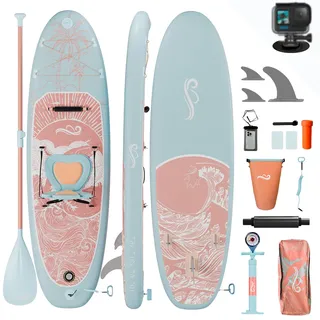 Devoko Stand Up Paddling Board, Aufblasbare SUP Boards mit Kamerahalterung, 2-in-1-Sup Paddel und Sitz; 320cm extra langes Paddleboard, Maximale Tragkraft 200 kg. Geeignet zum Surfen, Yoga und mehr.