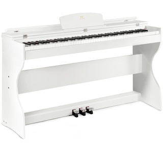 MUSTAR Digital Piano 88 Tasten, E Piano weiß, Elektrisches Klavier mit Klavierständer, 3 Pedale Adapter, 2 Kopfhöreranschluss, LCD-Bildschirm, USB/MIDI, Piano für Anfänger