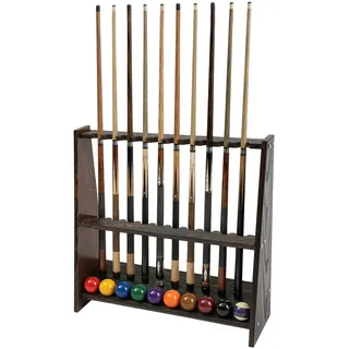 Billiards Queue Halter, Snooker Pool Cue Rack, Queue Rack Billard Zubehör zur Aufbewahrung, von Billard Kö und Billardkugeln für Heim/Verein Billardwerkzeugen, für 10 Pool Billard Stick, Braun
