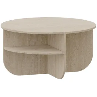[en.casa] Couchtisch Reykhon Ø80x41 cm Travertin