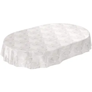 ANRO Wachstuchtischdecke Wachstuch Wachstischdecke Tischdecke abwaschbar Abstrakt Stimmung Laub Grau Oval 140 x 240cm