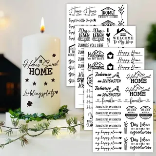 Giftota Upgrade Rub On Sticker Transfers 4PCS Kerzentattoos, DIY HOME Aufkleber(150+ Muster) Rub On Folie für Raysin Keraflott Möbel, Silikonform, Kerzen, Keramik, Glas, Holz