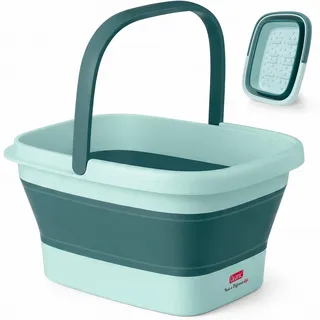 DEANIC Faltbare Fußbadewanne, Fußbad Fußwanne mit Griff (Blau) | Klappbar mit Griff, PP und TPE Material, 18 Liter Fassungsvermögen, Mehrzweck Eimer für Wäschebehälter, Reinigungswanne