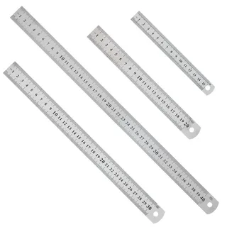 Edelstahl Lineal Metall Lineal Set 4 Stück 15cm 20cm 30cm 40cm mit Doppelseitenskala Kante Messwerkzeug Metall Stahllineal für Lehre Büro Zeichnen Engineering