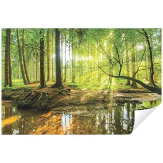 Wallarena Fototapete Wald Grün Natur 3D EFFEKT Landschaft Wohnzimmer Schlafzimmer Küche, Glatt, Wald, (Vliestapete, Vlies Fototapete), Wandtapete Wald Natur Wohnzimmer Schlafzimmer Küche Tapete + Kleister grün 4 m x 2.8 m