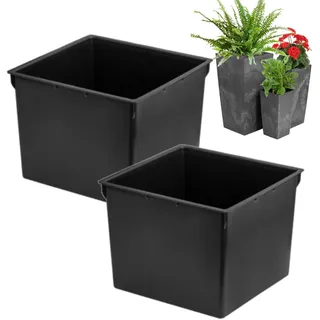Botle Austauschbarer quadratischer Set 2 Stck. Plantztopf-Einsatz aus Kunststoff 8 L Maße 22x22x17 cm für Prosperplast-Töpfe Höhe H 42 cm -erleichtert die Kontrolle des wassergehalts im Topf