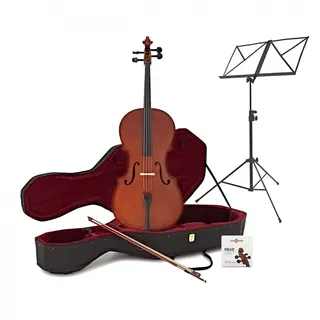 4/4 Größe Cello Beginner Pack von Gear4music mit Etui Bogen und Ständer