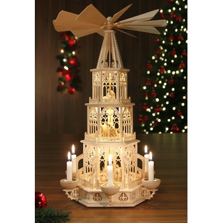 Kerzen Pyramide Weihnachten Tilgner-Pyramide innenbeleuchtet 53cm Christi Geburt