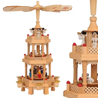 CASARIA Weihnachtspyramide aus Echtholz 3 Stöckig