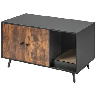 Costway Katzenschrank für Katzentoilette, 2 in 1 Beistelltisch Katzenhaus, Katzenklo Schrank