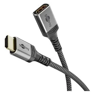goobay HDMI-Verlängerungskabel 8K 0,5 m Schwarz/Silber