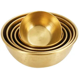 Yiustldd Kupferschüssel Für Die Küche, Rührschüssel Aus Reinem Kupfer, 2 Mm Dick, Mit Flachem Boden Für Reisschüsseln, Suppenschüsseln, Dekorativ Und Zum Servieren in Der Küche,Messing,12cm