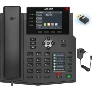 GEQUDIO GX5+ IP-Telefon Set mit Netzteil & WLAN Stick - Schwarz