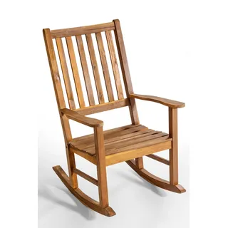 Schaukelstuhl mit hoher Rückenlehne aus Akazienholz, ca. 70 x 92 x 116 cm - Braun