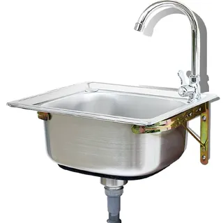 Wall Mount Küche Spülbecken, Edelstahl Waschbecken Ausgussbecken , kleines Einsatzwaschbecken, Handbecken im Freien, für Business Restaurant, Café, Bar, Hotel, Garage, Waschküche ( Size : 38*33x14cm/1