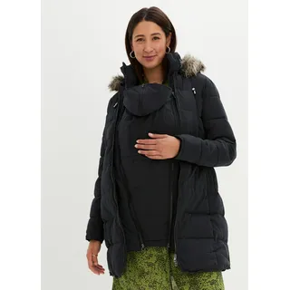 bonprix 3-in-1 warm wattierte Umstands- und Tragejacke, schwarz, Gr.44, Wattierte Schwangerschaftsjacke für Schwangerschaft und danach