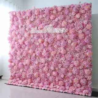 Gerrit Blume Wand Rose Panel Set, künstliche Wand Blume Hintergrund 3D Seide Hortensie Rose Blumen Panel für Fotohintergrund Home Party Hochzeit Hintergrund Dekoration,Rosa