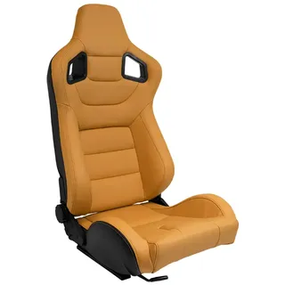 AUTO-STYLE Sportsitze 'RK' - Beige Kunstleder - Doppelseitig Verstellbare Rückenlehne - inkl. Laufschienen