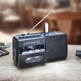 Portabler Kassettenrekorder mit Aufnahmefunktion - Schwarz