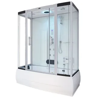 Home Deluxe Dampfdusche Mit Whirlpoolfunktion und Led-beleuchtung Diamond Big - 190 x 100 cm Weiß, Dampfdusche Duschkabine Duschtempel Dampfsauna, - Home Deluxe