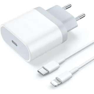 20 w USB-C-Schnellladegerät und 1 m Lightning-Kabel, Netzteilanschluss, Schnellladung für iPhone 14/14 Pro/14 Pro Max/13/12/11/XR/XS/X/iPad, aafgvc