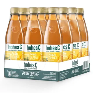 hohes C Milde Orange (12 x 0,5l), 100% Saft, Orangensaft, Vitamin C, ohne Zuckerzusatz laut Gesetz, weniger Säure, vegan
