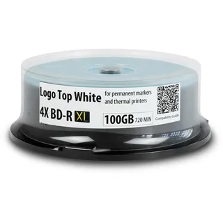 Ritek BD-R XL BDXL 100 GB Archivierungsmedien, Triple-Layer, 4X, Logo Top, Thermal, beschreibbare Discs in Spindel, 25 Stück