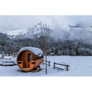 Gartensauna Saunafass Outdoor Fass Sauna Saunahaus Discovery 4x2 m Vorraum Ofen