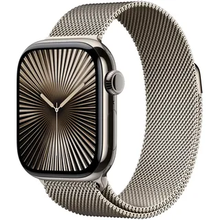 GPS + Cellular 42 mm Titangehäuse natur Milanaise Loop natur