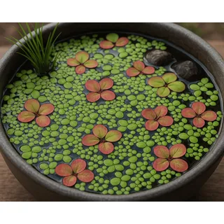 Wasserpflanzen Miniteich Komplettset | Schwimmpflanzen Set mit Froschbiss & Schwimmender Wolfsmilch | Für Kübel, Wasserschale, Zinkwanne | Algenkontrolle, Sauerstoffquelle, naturnah & pflegeleicht