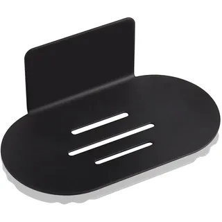 HONZUEN Selbstklebende Ohne Bohren Seifenhalter Wandmontage Edelstahl Seifenschale, Badezimmer Küche Seifenablage für Schwämme Bürsten Seife(Schwarz)